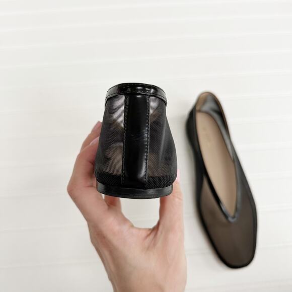 Le Monde Beryl Sheer Mesh Leather Lined Ballet Flats Black Slipper - Picture 6 of 13